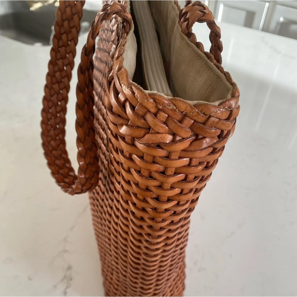Falor le Borse Leather Woven Tote Bag Purse - Picture 8 of 16